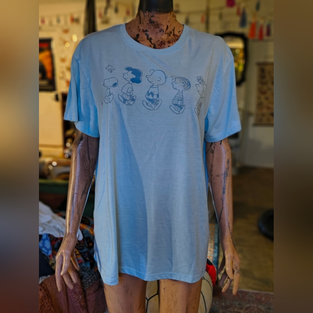 Peanuts Light Blue Short Sleeve Graphic Tee - Unisex Crewneck